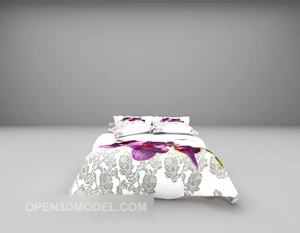 Modern Bed White Blanket Furniture 3d model Modern Bed White Blanket Furniture 3d model