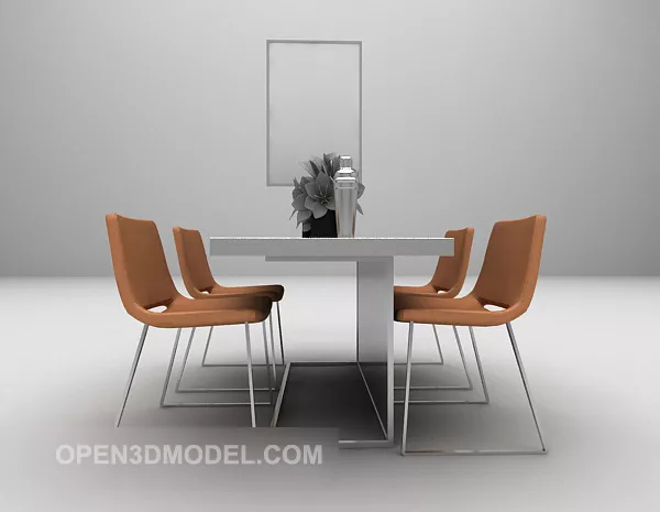 Modern Dining Table With Chair 3d model Modern Dining Table With Chair 3d model