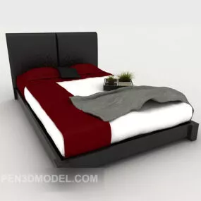 Modern Family Bed Black Color 3d model