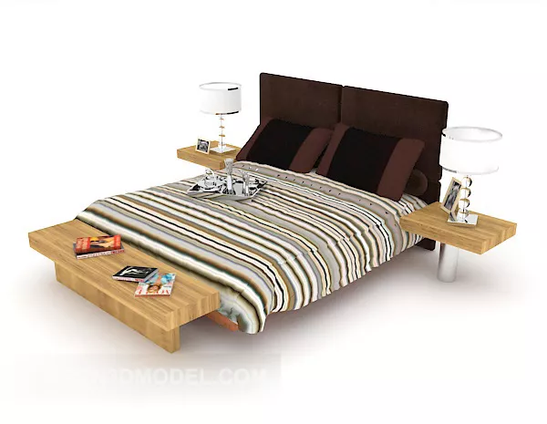 Modern Family Double Bed Furniture 3d model Modern Family Double Bed Furniture 3d model