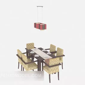 Modern Family Solid Wood Dining Table 3d model