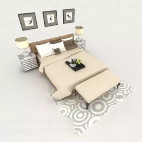 Modern Fashion Double Bed 3d model