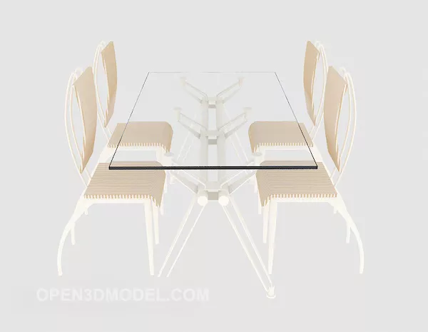 Modern Four-person Dining Table 3d model Modern Four-person Dining Table 3d model