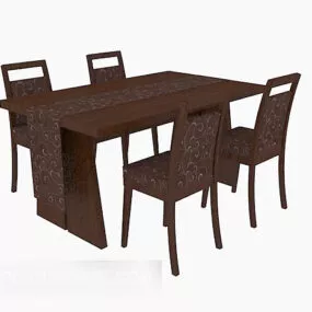 Modern Four-person Solid Wood Dining Table 3d model