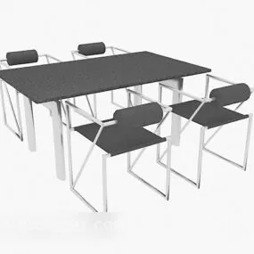 Modern Four-person Table Chair 3d model