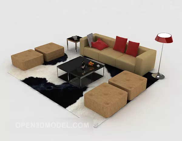 Modern Furniture Yellow-brown Sofa 3d model Modern Furniture Yellow-brown Sofa 3d model