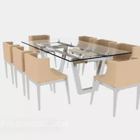 Modern Glass Dining Table Chair 3d model