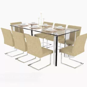 Modern Glass Home Dining Table 3d model