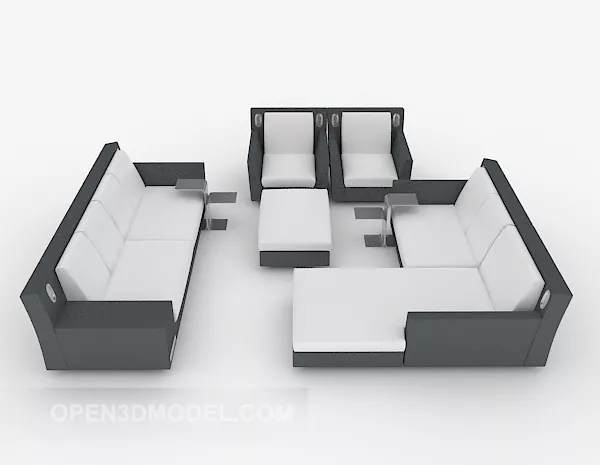 Modern Gray-white Sofa Sets 3d model Modern Gray-white Sofa Sets 3d model