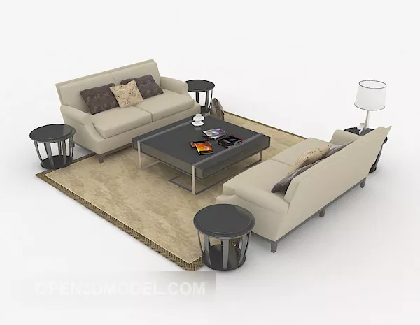 Modern Grey Casual Combination Sofa 3d model Modern Grey Casual Combination Sofa 3d model
