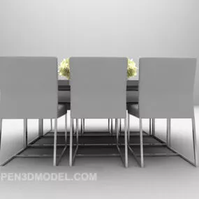 Dinning Room Modern Grey Dining Table Chair 3d model