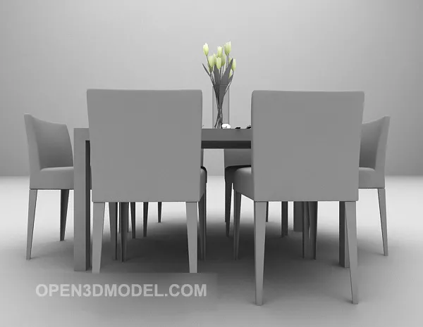 Modern Grey Dining Table With Chair 3d model Modern Grey Dining Table With Chair 3d model