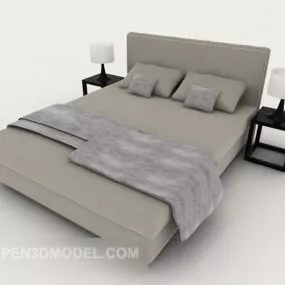 Modern Grey Double Bed 3d model
