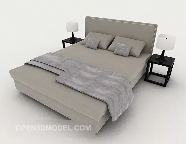 Modern Grey Double Bed 3d model Modern Grey Double Bed 3d model