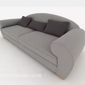 Modern Grey Double Sofa For Home 3d model