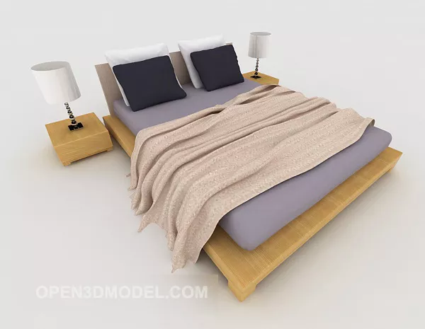 Modern Grey Minimalist Home Double Bed 3d model Modern Grey Minimalist Home Double Bed 3d model