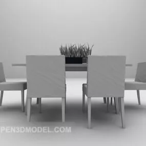Modern Grey Fabric Table And Chair 3d model
