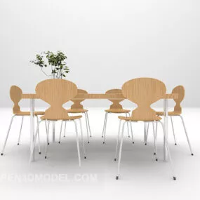 Modern Chair With Dinning Table Combination 3d model