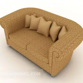 Modern Home Brown Double Sofa 3d model