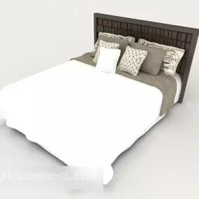 Modern Home Casual White Double Bed 3d model