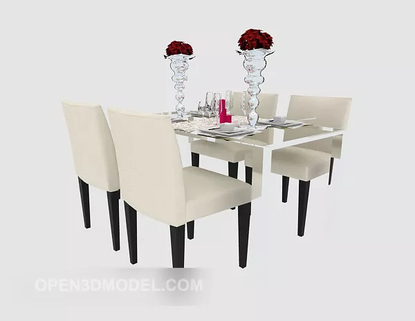 Modern Home Dining Table Chair Set 3d model Modern Home Dining Table Chair Set 3d model