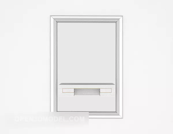 Rectangular Mirror With Corner Lamp 3d model