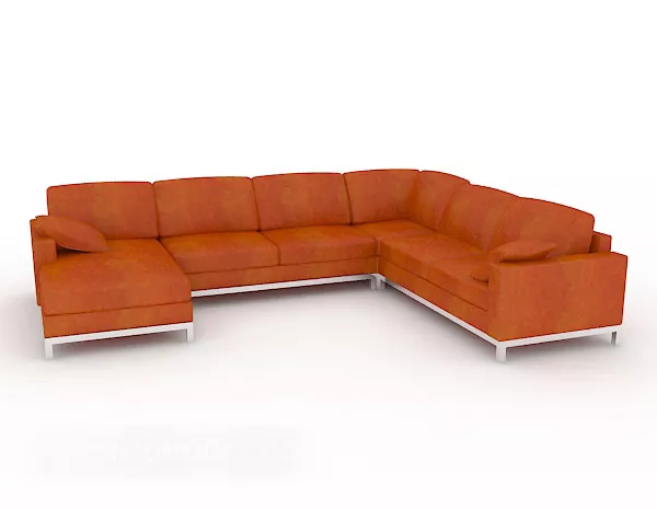 Modern Home Orange Multiplayer Sofa 3d model Modern Home Orange Multiplayer Sofa 3d model