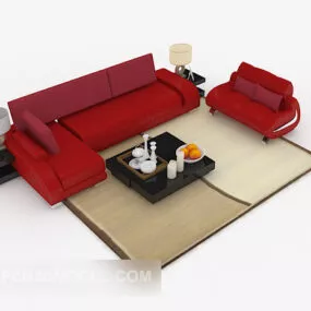 Modern Home Red Combination Sofa 3d model