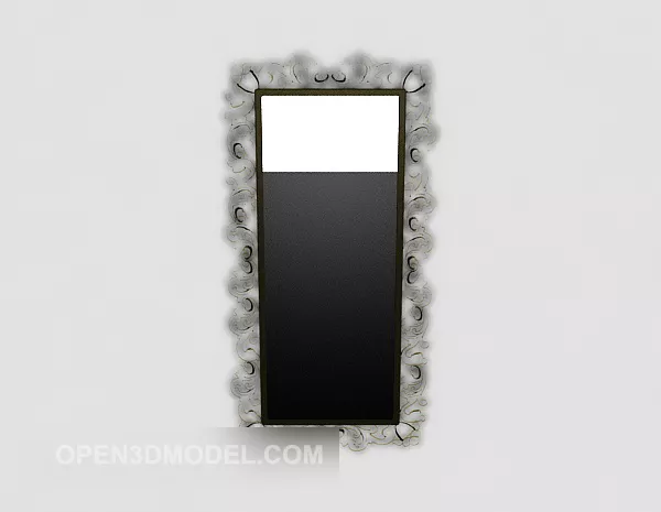 Round Mirror With Carved Frame 3d model