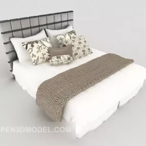 Modern Home Simple White Double Bed 3d model