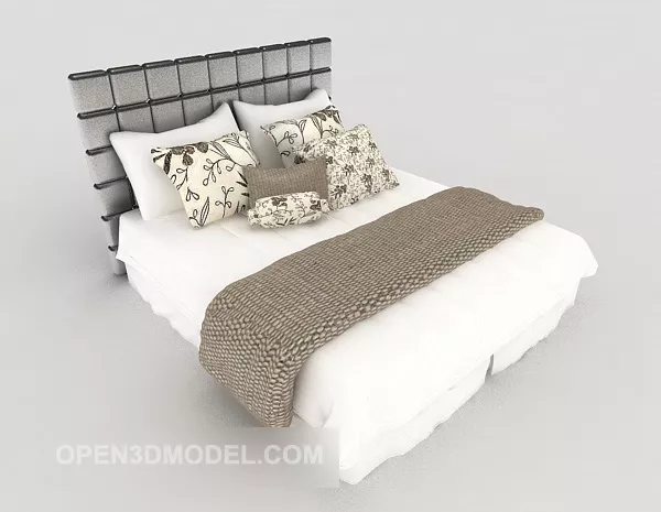 Modern Home Simple White Double Bed 3d model Modern Home Simple White Double Bed 3d model