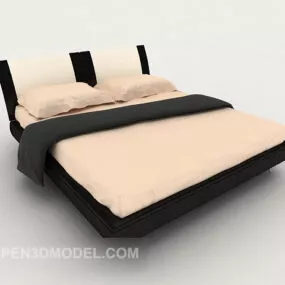 Modern Home Simple Yellow Double Bed 3d model