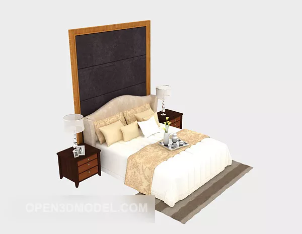 Modern Home Solid Wood Bed 3d model Modern Home Solid Wood Bed 3d model