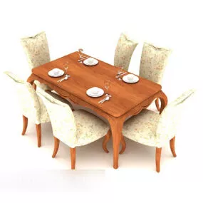 Modern Home Solid Wood Dining Table 3d model