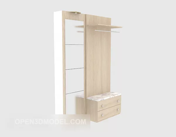 Black Wardrobe With Mirror 3d model