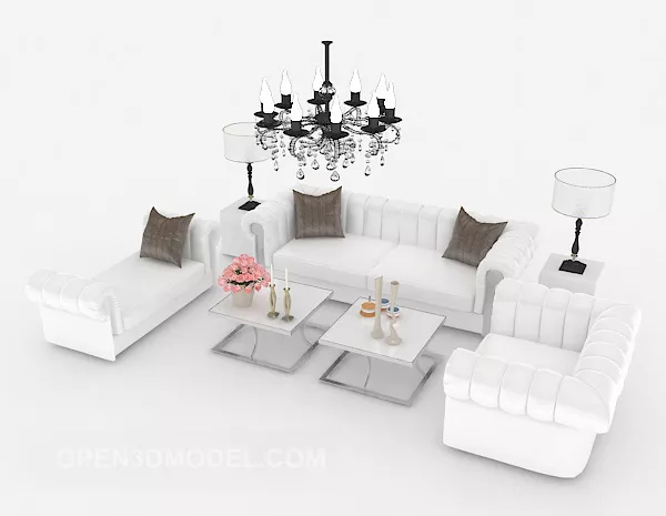 Modern Home White Combination Sofa 3d model Modern Home White Combination Sofa 3d model