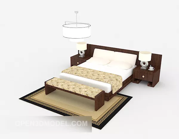 Modern Home Wooden Double Bed 3d model Modern Home Wooden Double Bed 3d model