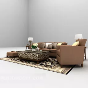Modern Leather Sofa Brown Color 3d model