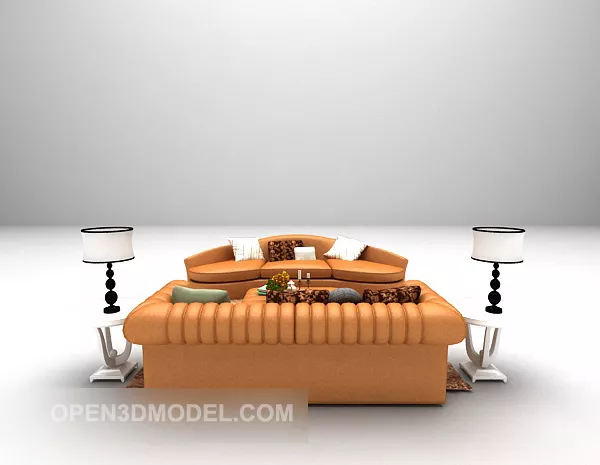 Modern Leather Sofa Large Full Sets 3d model Modern Leather Sofa Large Full Sets 3d model