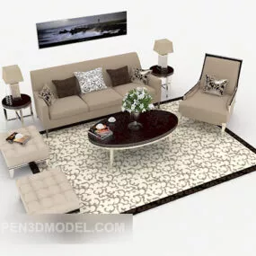 Modern Light Brown Minimalist Combination Sofa 3d model