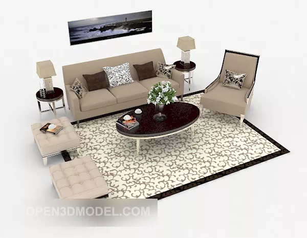 Modern Light Brown Minimalist Combination Sofa 3d model Modern Light Brown Minimalist Combination Sofa 3d model