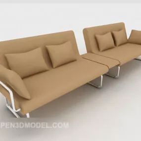 Modern Light Brown Simple Multiplayer Sofa 3d model