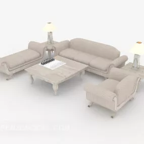 Modern Light-colored Sofa Full Sets 3d model