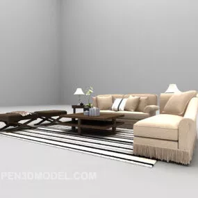 Modern Light-colored Sofa Furniture 3d model