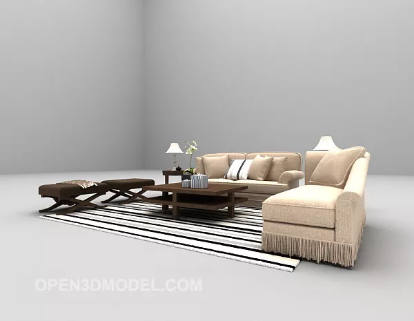 Modern Light-colored Sofa Furniture 3d model Modern Light-colored Sofa Furniture 3d model
