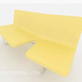 Modern Light Yellow Fabric Double Sofa 3d model