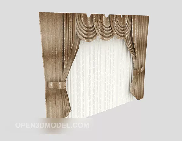 Grey Curtain With Top 3d model