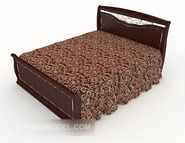 Modern Mahogany Double Bed 3d model Modern Mahogany Double Bed 3d model