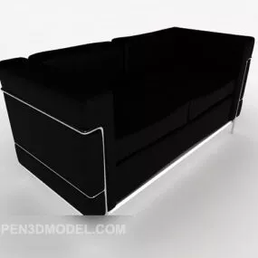 Modern Minimalist Black Double Sofa V1 3d model