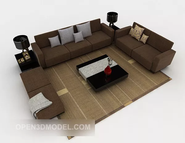 Modern Minimalist Brown Sofa 3d model Modern Minimalist Brown Sofa 3d model